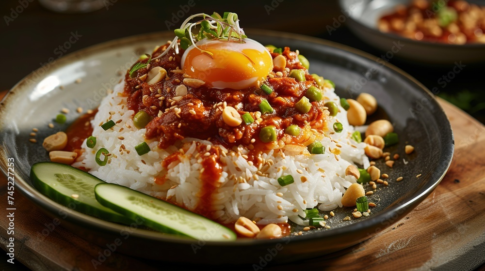 A delectable serving of Nasi Lemak A delectable serving of Nasi Lemak