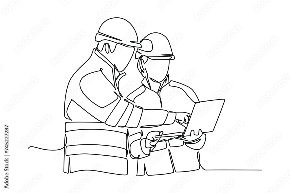 One continuous line drawing of work team concept. Doodle vector illustration in simple linear style. One continuous line drawing of work team concept. Doodle vector illustration in simple linear style.