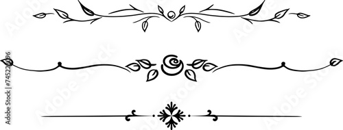 black and white set of delimiters for text, dividers