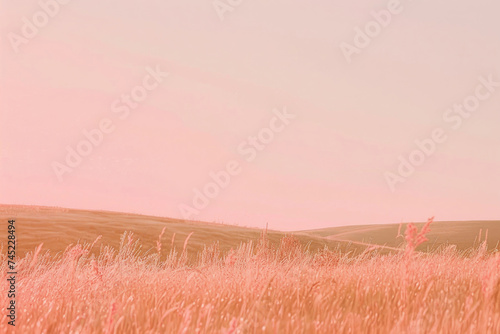 Serene landscape bathed in the soft hues of Peach Fuzz