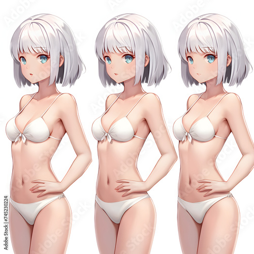 Cute Anime Mange Girl, Sexy Shot, PNG file, solid white background 