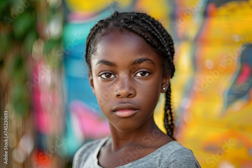 Portrait of a teen-year-old black girl.