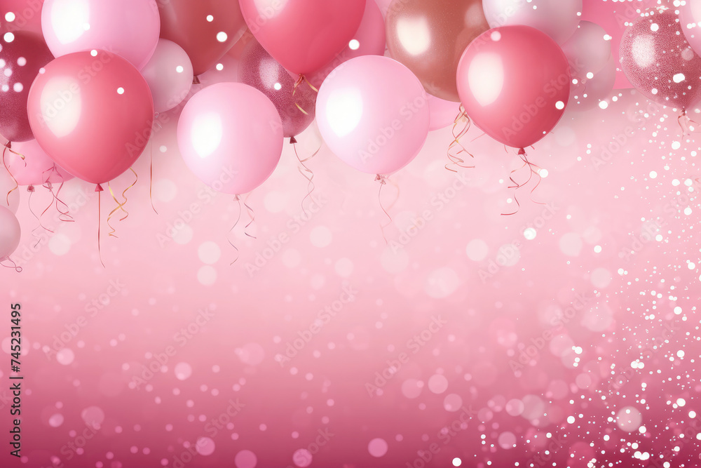 Pink and White Balloons on Pink Background