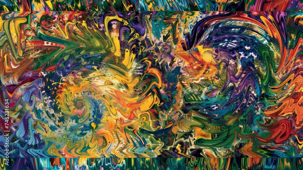 Abstract Acrylic Paint Vortex of Colors
