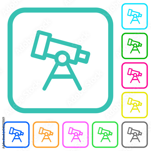 Telescope outline vivid colored flat icons