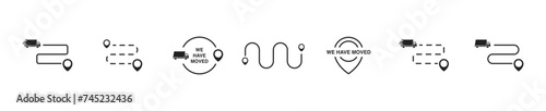 We have moved icon set. Delivery, route, transfer. Vector EPS 10