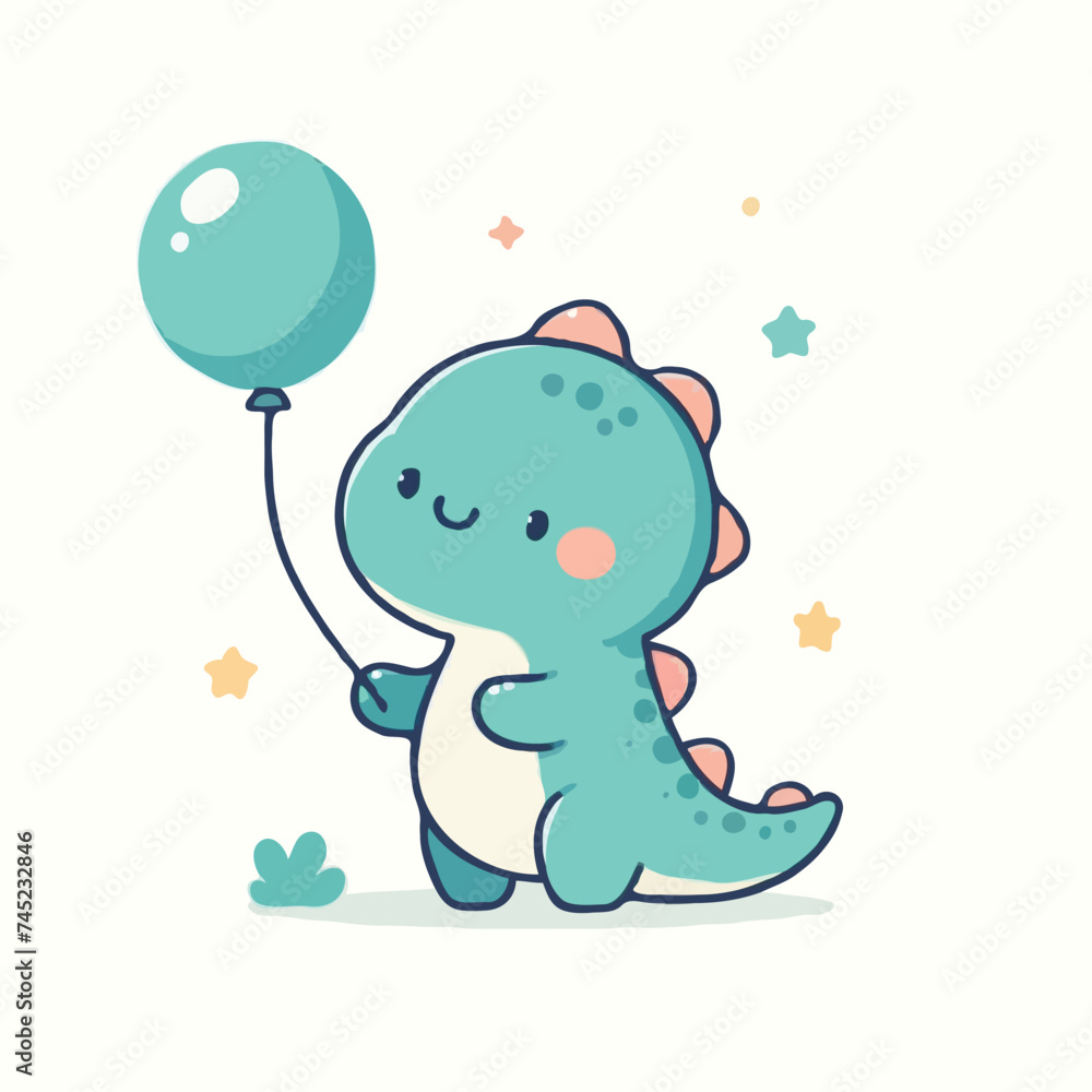 Obraz premium cute dinosaur cartoon vector on white background 