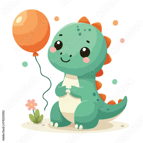 cute dinosaur cartoon vector on white background 