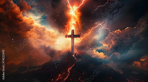 christ cross christ jesus on the cross, vivid energy explosions photo
