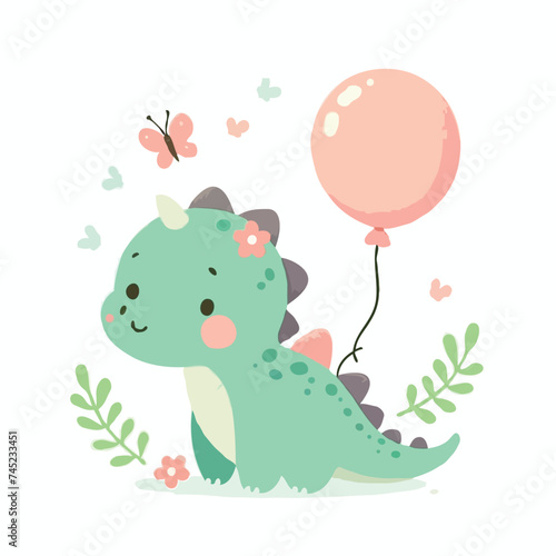 cute dinosaur cartoon vector on white background 