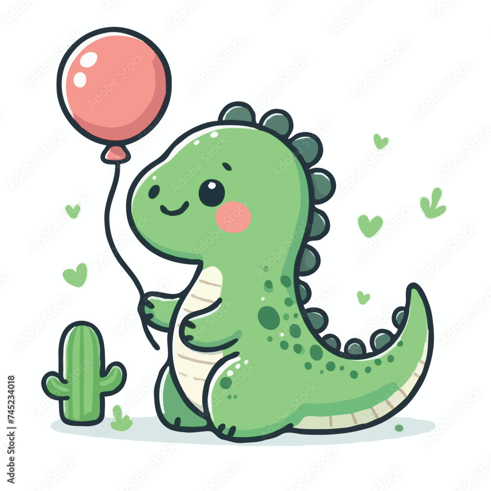 Fototapeta premium cute dinosaur cartoon vector on white background 