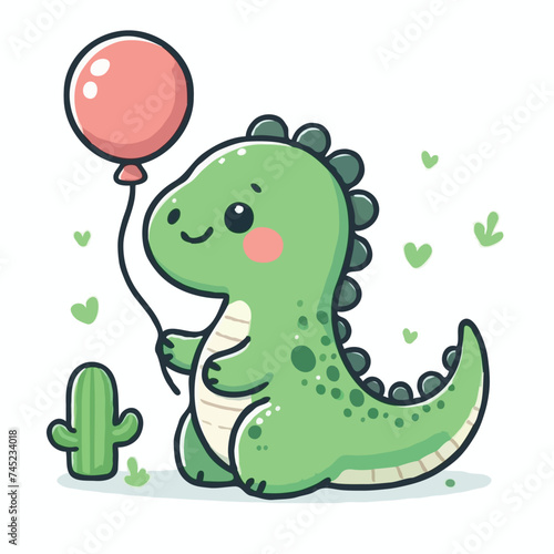 cute dinosaur cartoon vector on white background 