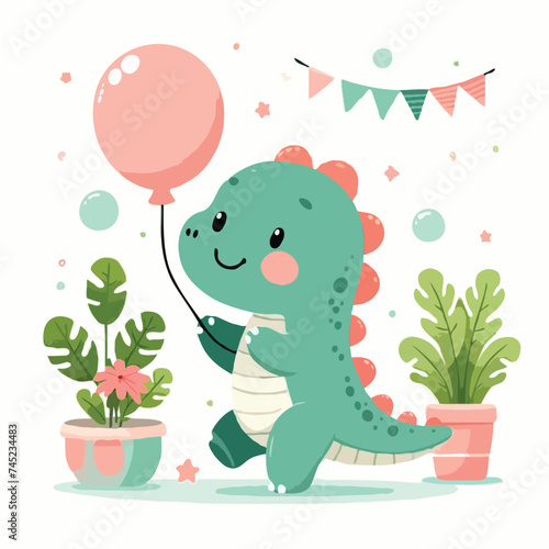 cute dinosaur cartoon vector on white background 