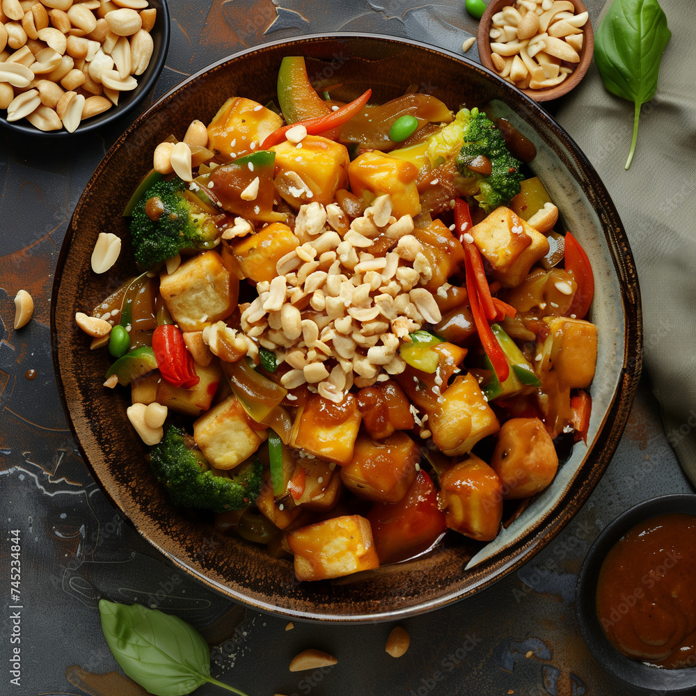 Fried Tofu with Peanuts and Satay Sauce Fried Tofu with Peanuts and Satay Sauce