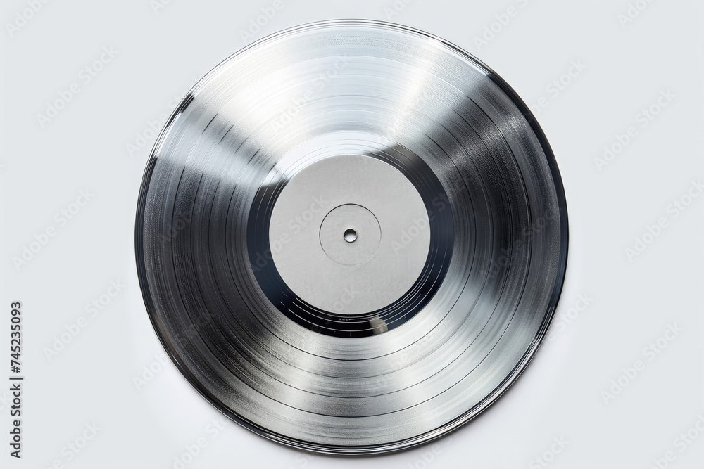 Silver Record on White Background