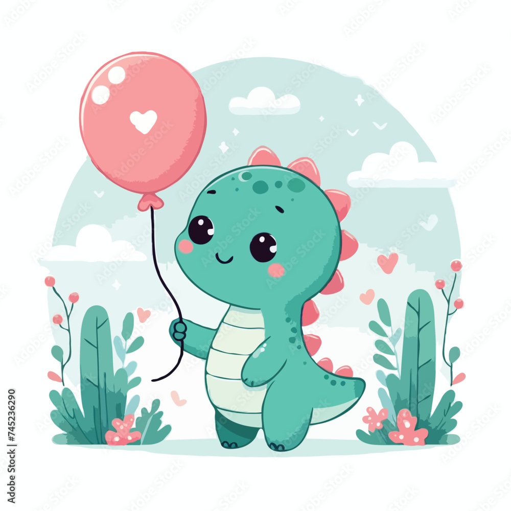 Naklejka premium cute dinosaur cartoon vector on white background 