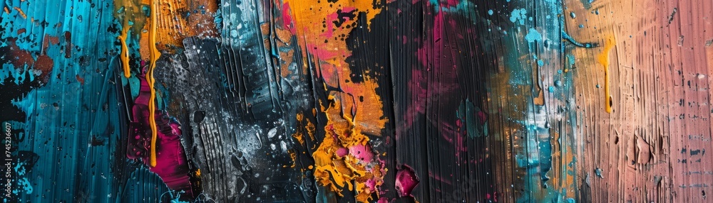 Fototapeta premium Textured Abstract Paint Strokes on Panoramic s