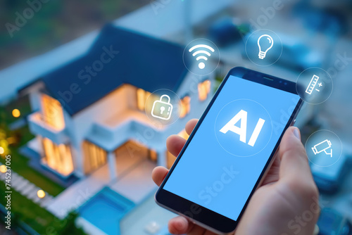 Foto a smart home combined Hi tech connection, activation smart home using AI technol