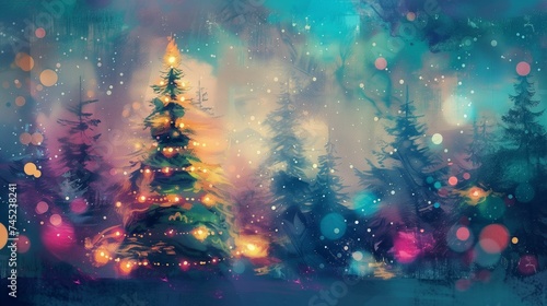 Enchanted Christmas Tree Forest with Magical Lights