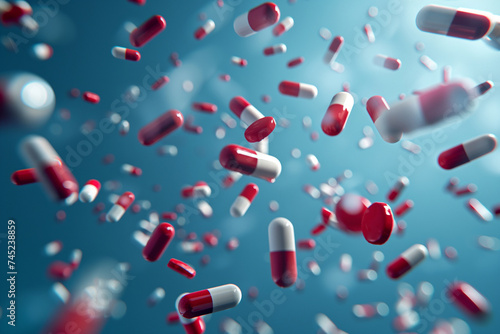 Close-up group of antibiotics Health care and medical background