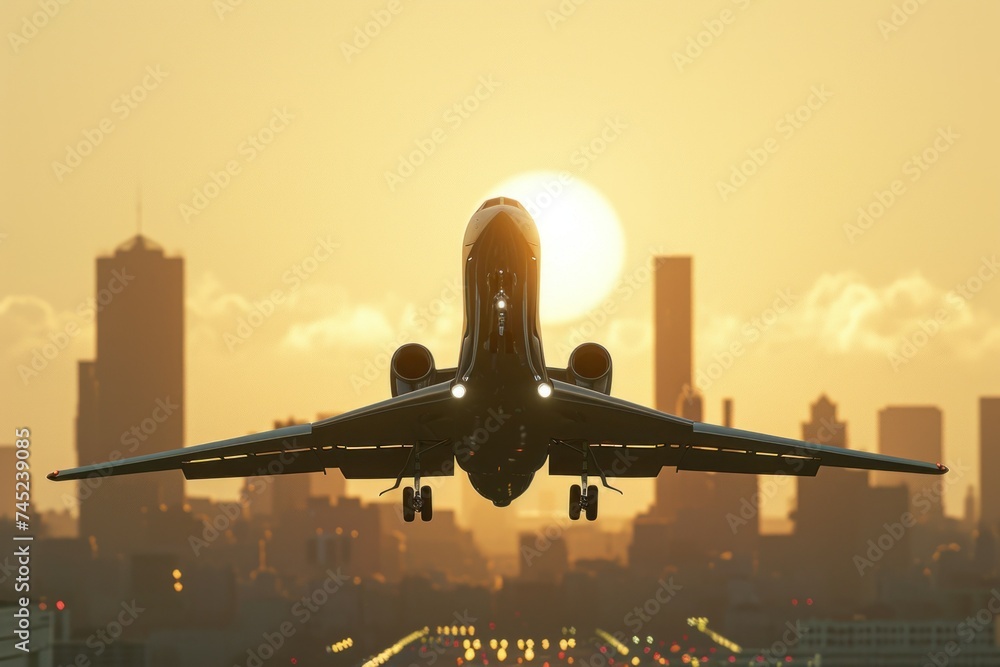 passenger plane taking over airport runway use for air transport and traveling theme passenger plane taking over airport runway use for air transport and traveling theme