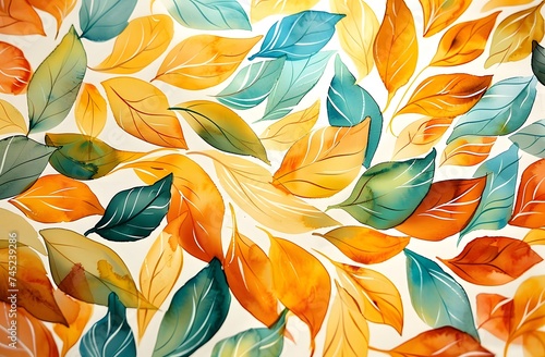 Autumn Leaf Artwork in Watercolor Style