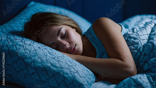 Spokojny sen kobiety w komfortowych warunkach sypialni © MS