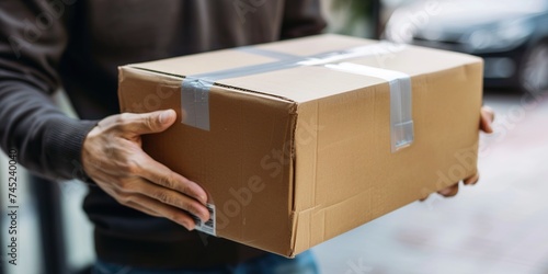 Man has unpacked a delivered package , concept of Parcels