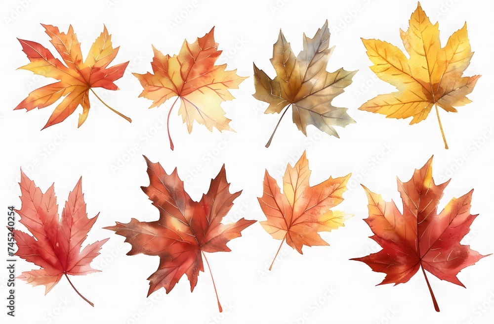 Beautiful Autumn Leaves in Watercolor Art Beautiful Autumn Leaves in Watercolor Art