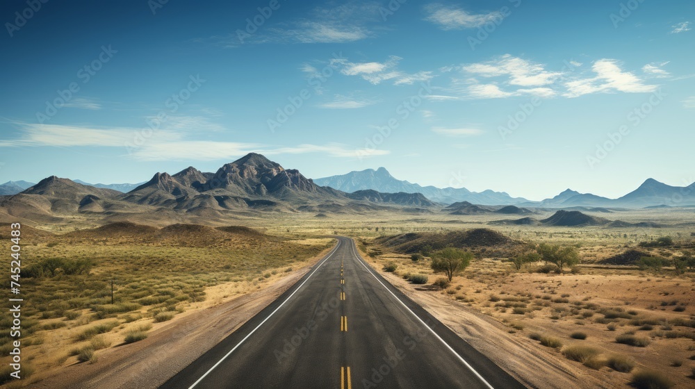 Generative AI Empty Highway in Arid Landscape Generative AI Empty Highway in Arid Landscape