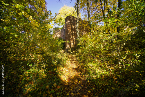 Fußpfad auf zur Burg Montclair im Zentrum der Saarschleife, Saarland photo