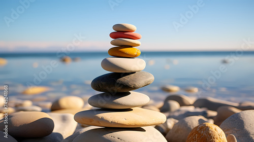 Yoga, meditation, pyramid is made of flat stones stacked on top of each other