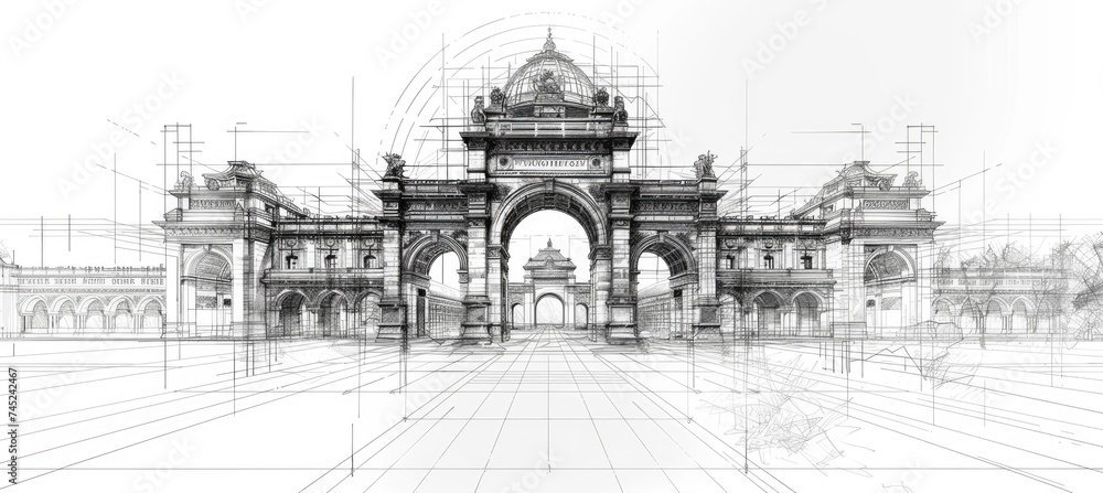 Obraz premium Architecture Drawing banner background for design