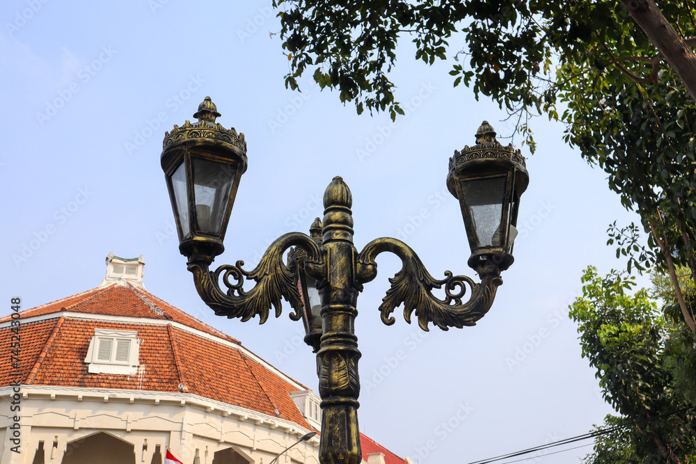 street lamp with classic design. surabaya, indonesia - 21 february 2024