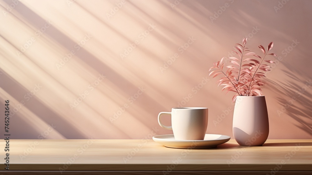 Generative AI Mockup of takeaway coffee cup in light-themed cafe Generative AI Mockup of takeaway coffee cup in light-themed cafe