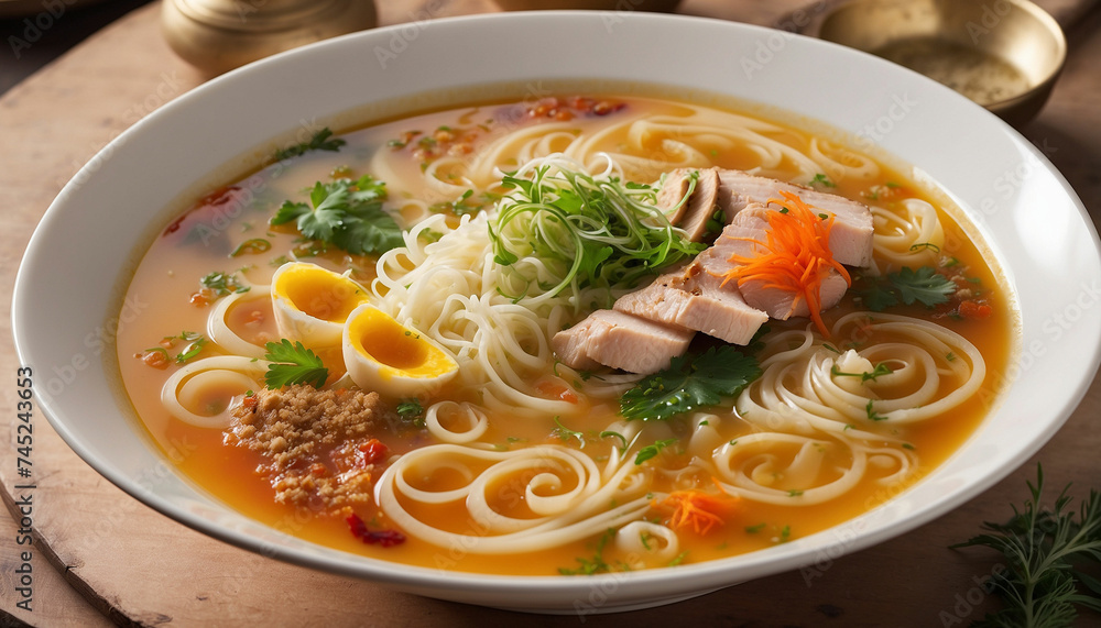 A stunning image showcasing a bowl of soup as a wonderful masterpiece of culinary artistry and the high resolution photograph captures every detail of the dish's exquisite presentation
A stunning image showcasing a bowl of soup as a wonderful masterpiece of culinary artistry and the high resolution photograph captures every detail of the dish's exquisite presentation
