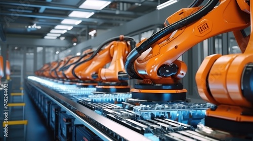 EV Battery Pack Automated Production Line with Robot Arms. 