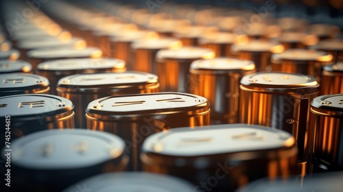 close-up view , assembly line of electric vehicle battery cells 