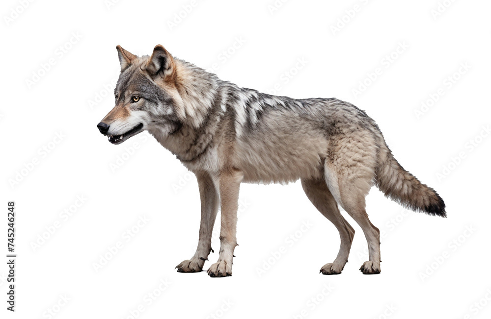 Obraz premium Gray wolf isolated on transparent background
