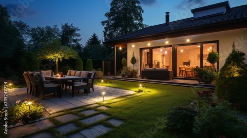 Summer evening on the patio of beautiful suburban house  © Media Srock