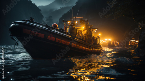 A marine rescue units are on duty to assist in the ocean.