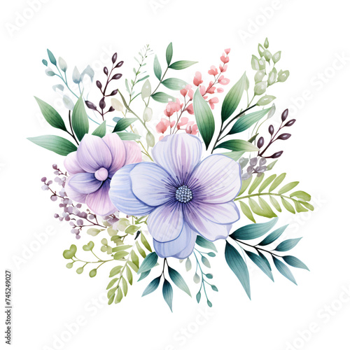 Elegant watercolor illustration of a colorful floral arrangement, ideal for spring-themed design projects.