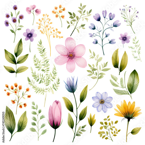 Elegant watercolor illustration of a colorful floral arrangement  ideal for spring-themed design projects.