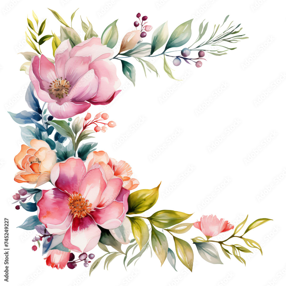 Elegant watercolor illustration of a colorful floral arrangement, ideal for spring-themed design projects.