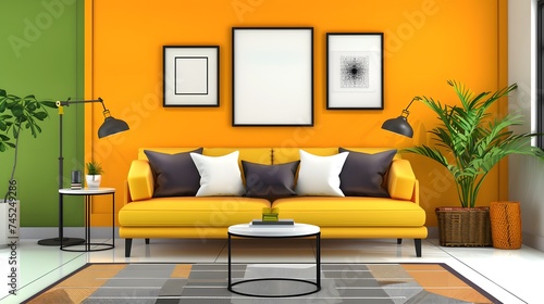 Bright colorful living room design