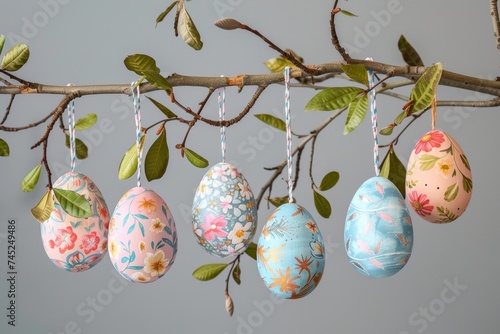 images of eggs hanging from floral branches
