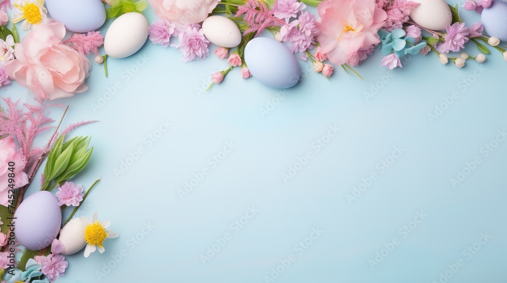 Easter Spring Frames, a pastel-colored frame with Easter egg or bunny decorations on a soft, spring background, showcasing an Easter egg hunt or spring flowers.