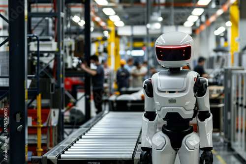 Wallpaper Mural Amidst the flurry of activity on the production floor, the humanoid robot stands alongside workers at the conveyor belt, its presence underscoring the collaborative nature of moder Torontodigital.ca