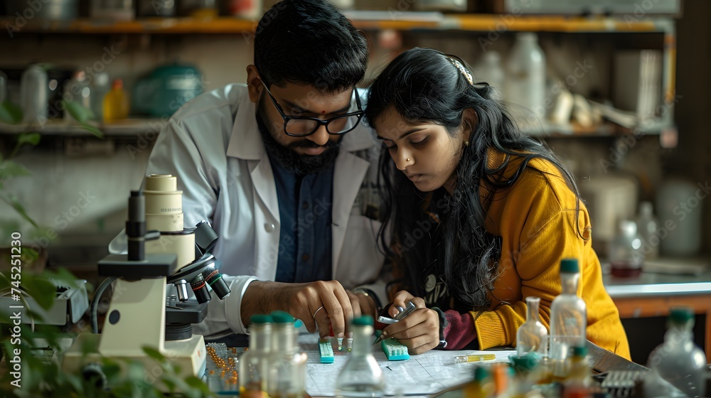 Indian research scientists in their laboratory