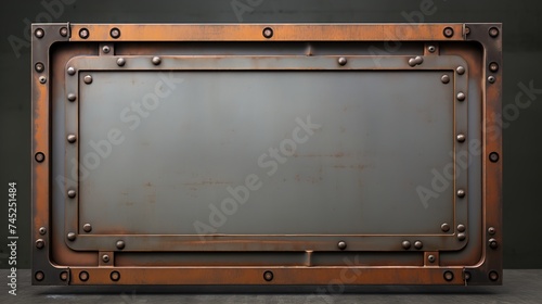 Industrial Strength Frames, a rugged, steel frame with rivets on a solid industrial background, enclosing an image of industrial machinery or a construction site.